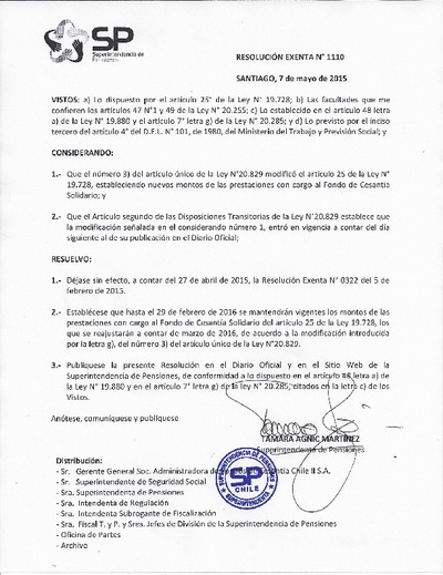 Resolucion N°1110, del 7 de mayo de 2015