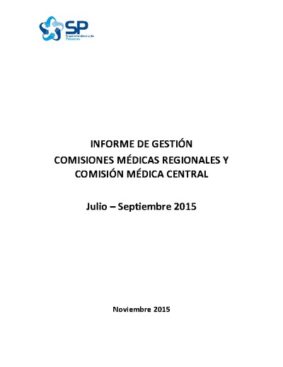 Informe de gestión de Comisiones Médicas, julio-septiembre  2015.