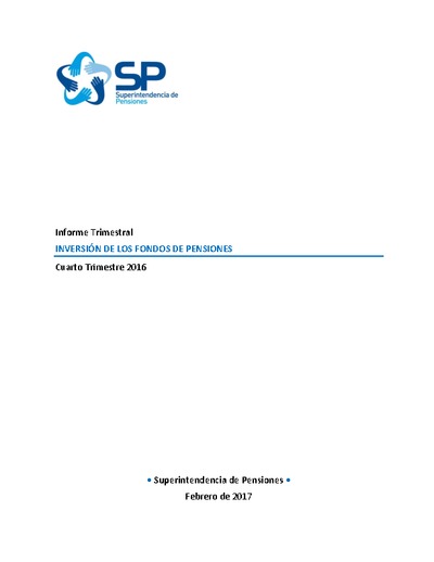 Inversión de los Fondos de  Pensiones cuarto trimestre 2016