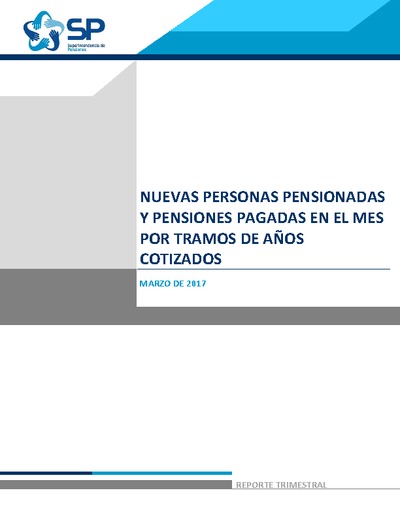 Nuevas personas pensionadas y pensiones pagadas por años cotizados, marzo 2017