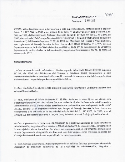 Resolución Exenta N° 796, del 10 de mayo de 2017