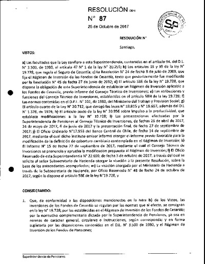 Resolución N°87, del 25 de octubre de 2017