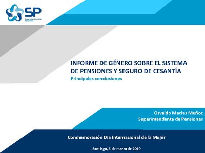Informe de Género sobre el Sistema de Pensiones y el Seguro de Cesantía - Principales Conclusiones