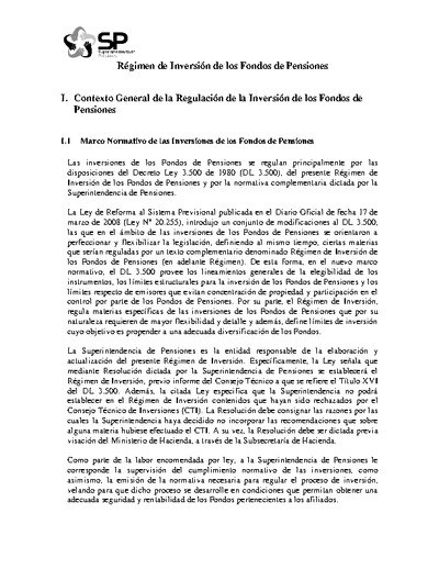 Régimen de Inversión de fecha 18 de enero de 2011