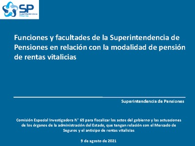 Funciones y facultades de la Superintendencia de Pensiones en relación con la modalidad de pensión de rentas vitalicias