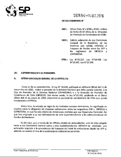 Oficio Ordinario Nº 26880, del 14 de octubre de 2016
