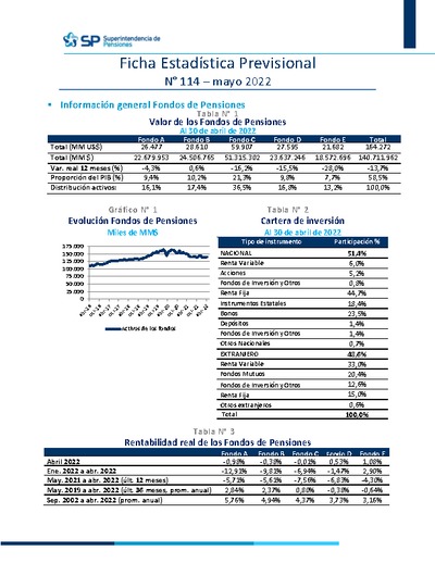 Ficha Estadística Previsional N° 114, mayo 2022