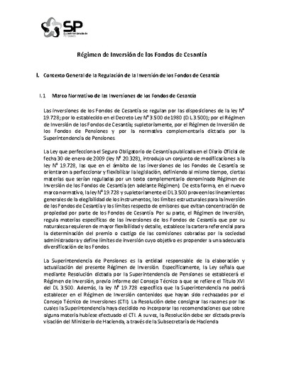 Régimen de inversión vigente a partir del 12 de agosto de 2022