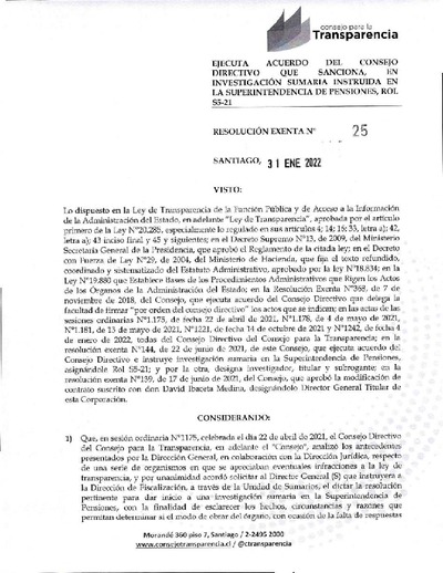 Resolución Exenta N° 21 del Consejo para la Transparencia