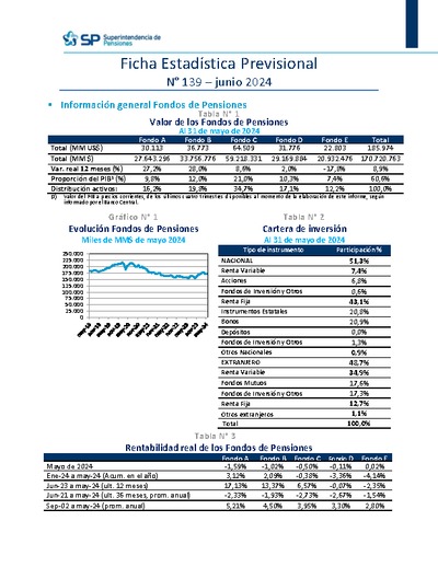 Ficha Estadística Previsional N° 139, junio 2024