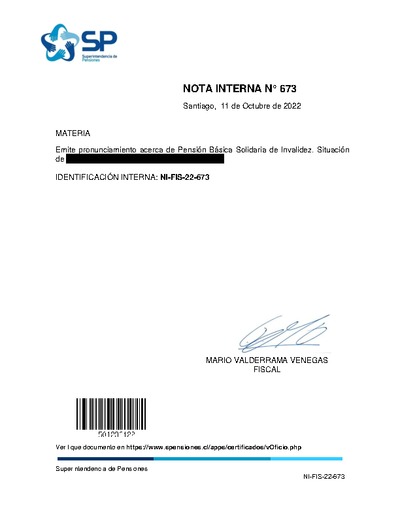 Nota Interna N° 673, del 11 de octubre de 2022