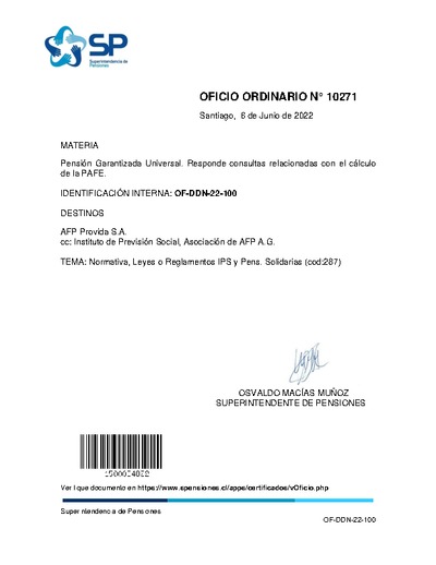 Oficio Ordinario Nº 10271, del 6 de junio de 2022