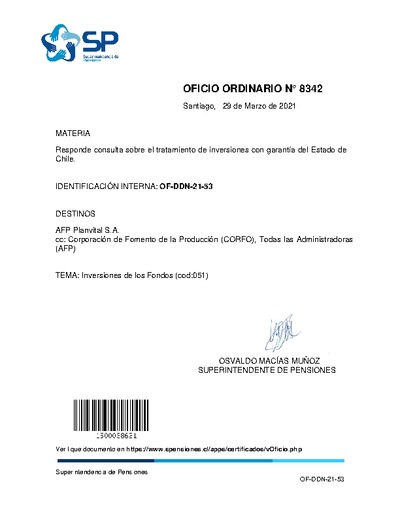 Oficio Ordinario Nº 8342, del 29 de marzo de 2021