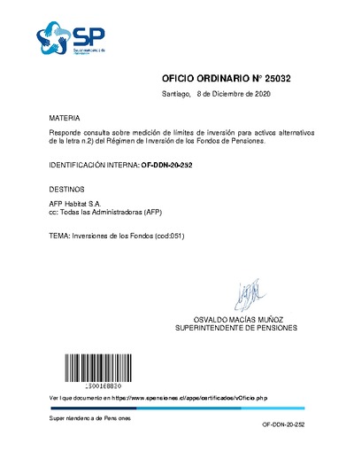 Oficio Ordinario N° 25032, del 8 de diciembre de 2020