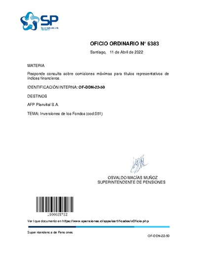 Oficio Ordinario Nº 6383, del 11 de abril de 2022