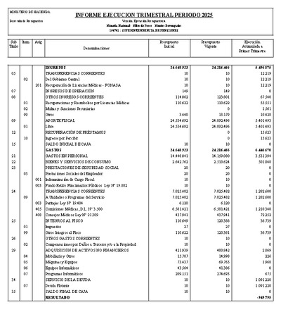 Informe Ejecución Presupuestaria a marzo 2025