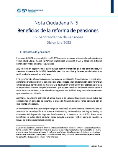 Nota Ciudadana N°5: Beneficios de la reforma de pensiones
