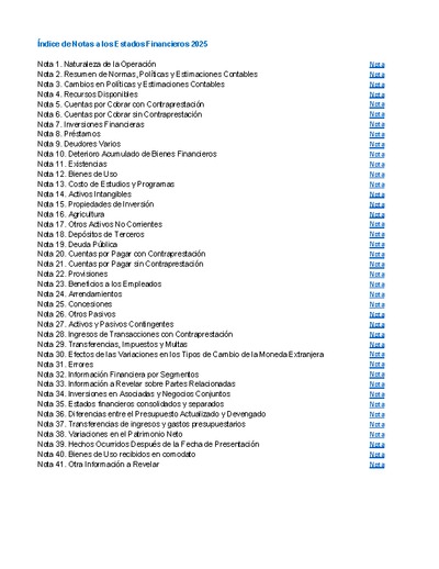 Notas Explicativas a los Estados Financieros 2025.
