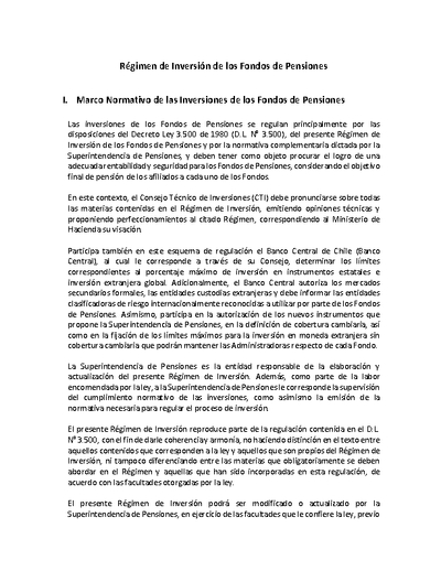Régimen de Inversión de los Fondos de Pensiones vigente a partir del 1 de abril de 2027