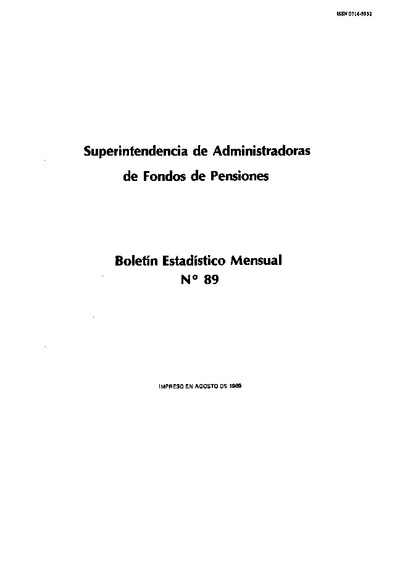 Boletín N°089 / Agosto de 1989