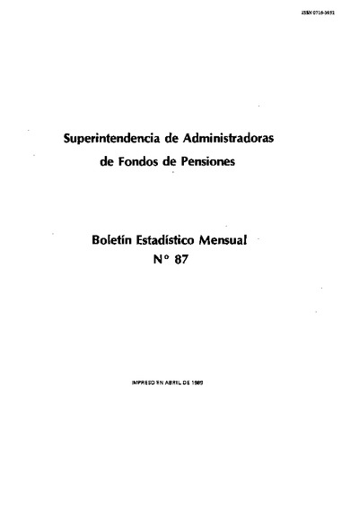 Boletín N°087 / Abril de 1989
