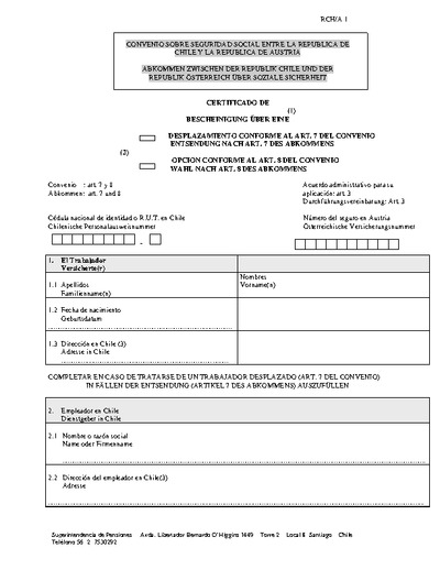 Formulario de desplazamiento o excepción