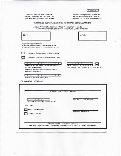 Certificado de desplazamiento o excepción Brasil