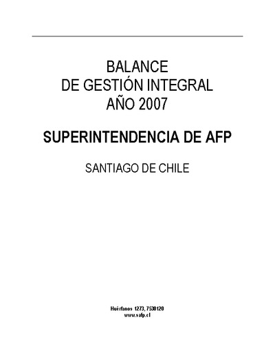Balance de Gestión Integral 2007