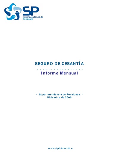 Informe mensual Seguro de Cesantía, diciembre 2009