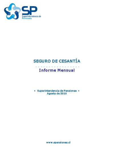 Informe mensual Seguro de Cesantía, agosto 2010
